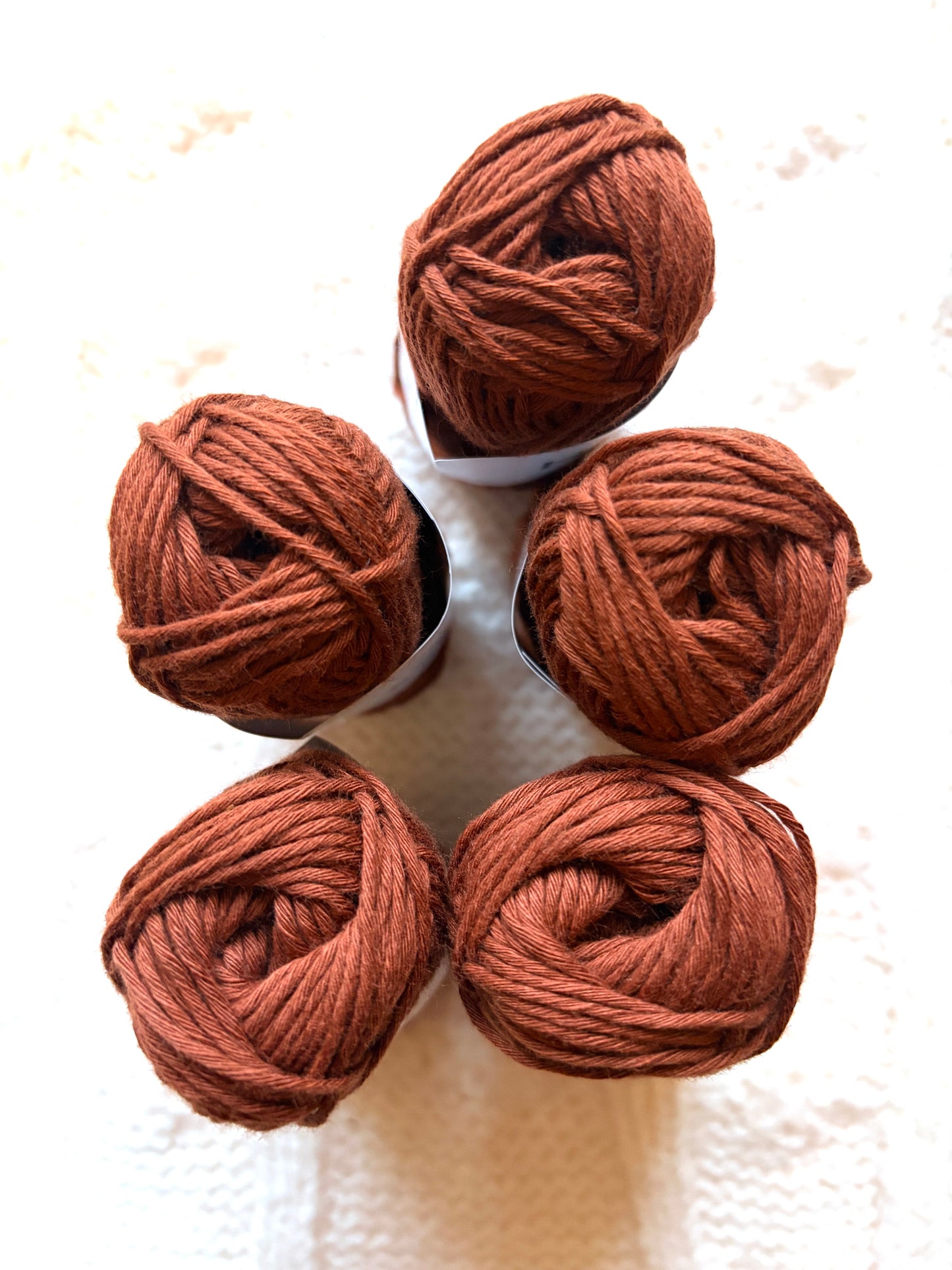 5 balls x 25g Hello Cotton Yarn 100% Cotton - 168 Walnut
