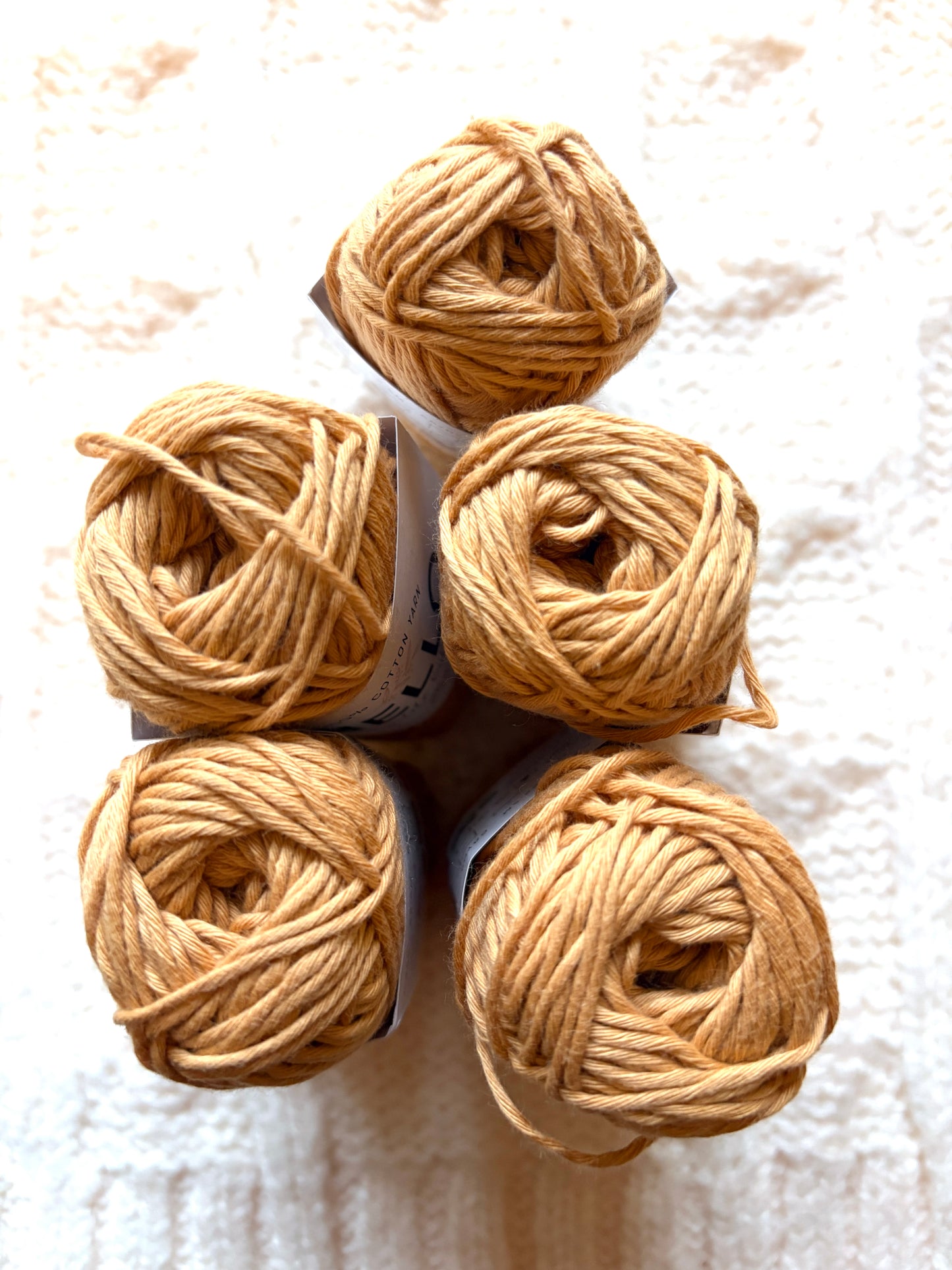 5 balls x 25g Hello Cotton Yarn 100% Cotton - 165 Golden Tan