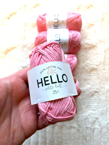 5 balls x 25g Hello Cotton Yarn 100% Cotton - 102 Candy Pink