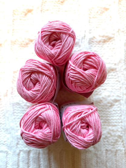 5 balls x 25g Hello Cotton Yarn 100% Cotton - 102 Candy Pink