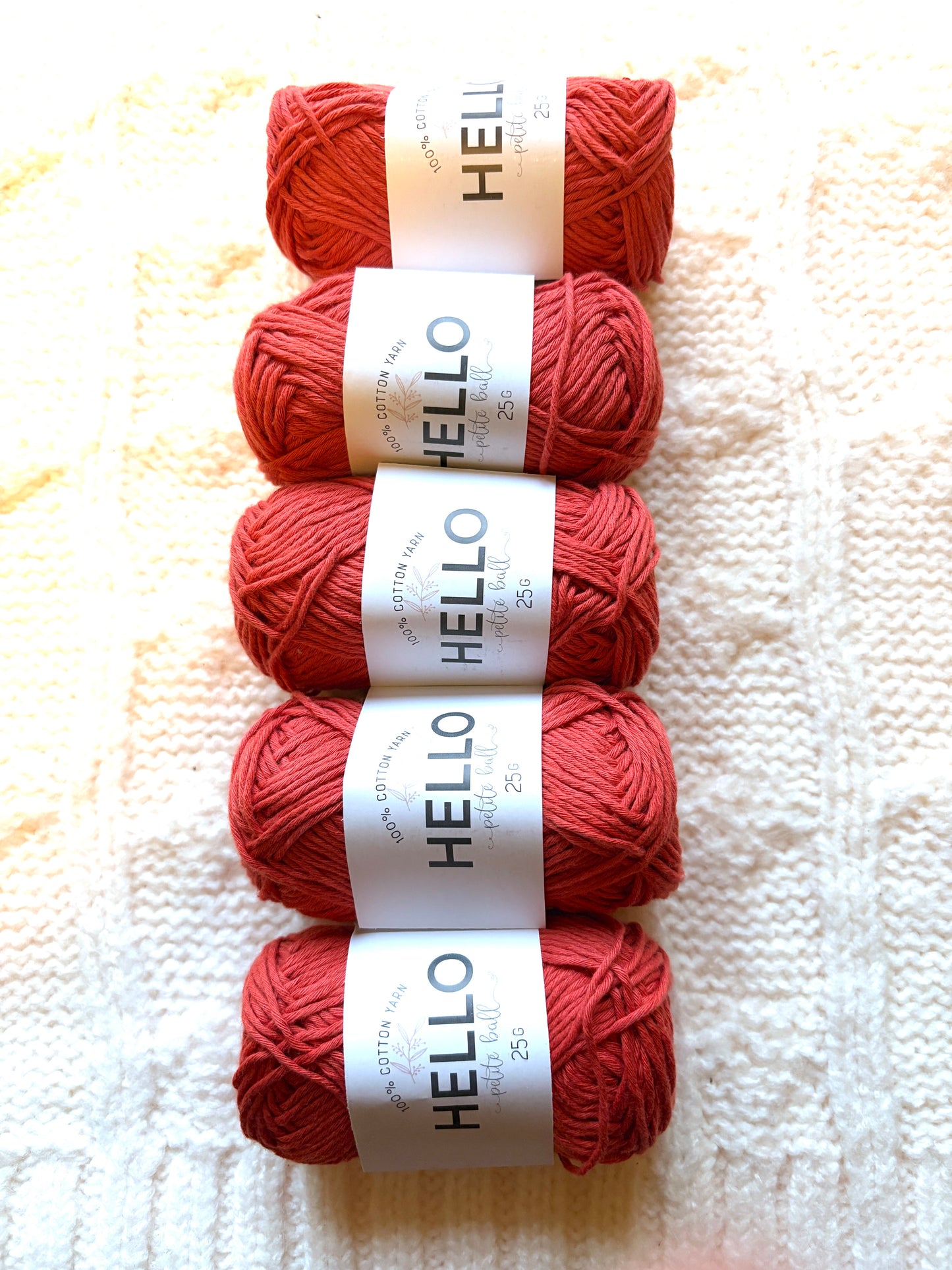 5 balls x 25g Hello Cotton Yarn 100% Cotton - 117 Ginger