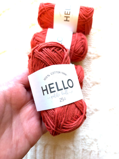 5 balls x 25g Hello Cotton Yarn 100% Cotton - 117 Ginger