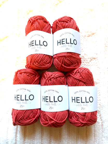 5 balls x 25g Hello Cotton Yarn 100% Cotton - 117 Ginger