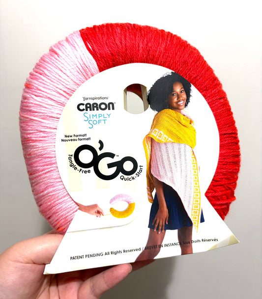 141g CARON Simply Soft O’GO : Harvest Red / Soft Pink  100% Acrylic
