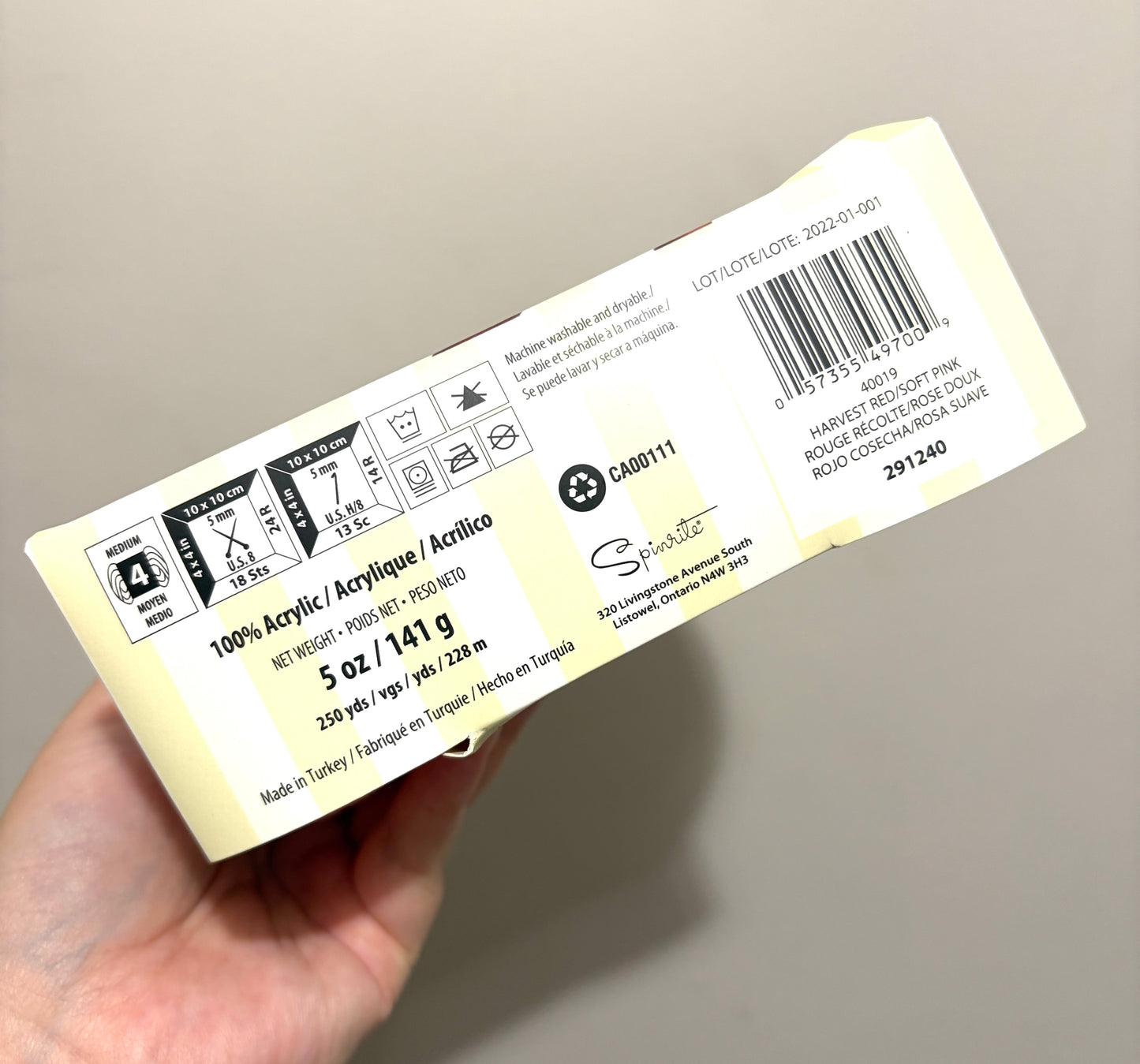 141g CARON Simply Soft O’GO : Harvest Red / Soft Pink  100% Acrylic