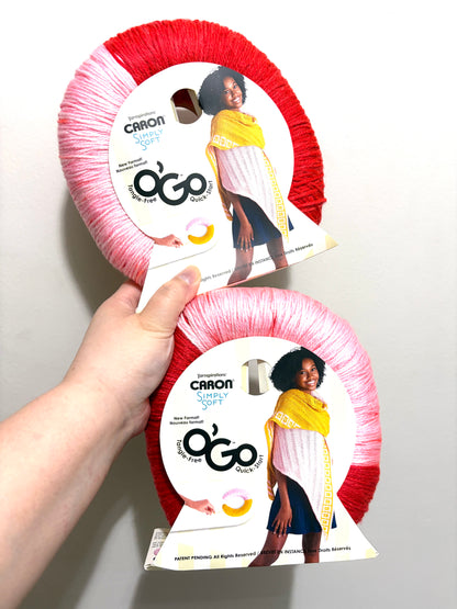 141g CARON Simply Soft O’GO : Harvest Red / Soft Pink  100% Acrylic