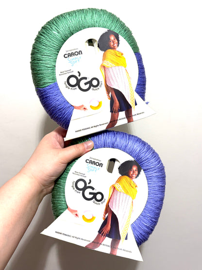 141g CARON Simply Soft O’GO : Aqua Mist / Lavender Blue  100% Acrylic