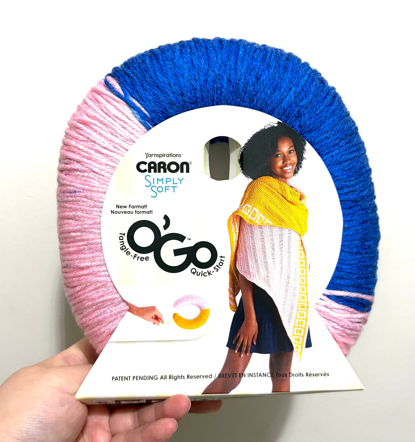 141g CARON Simply Soft O’GO : Royal Blue / Soft Pink 100% Acrylic