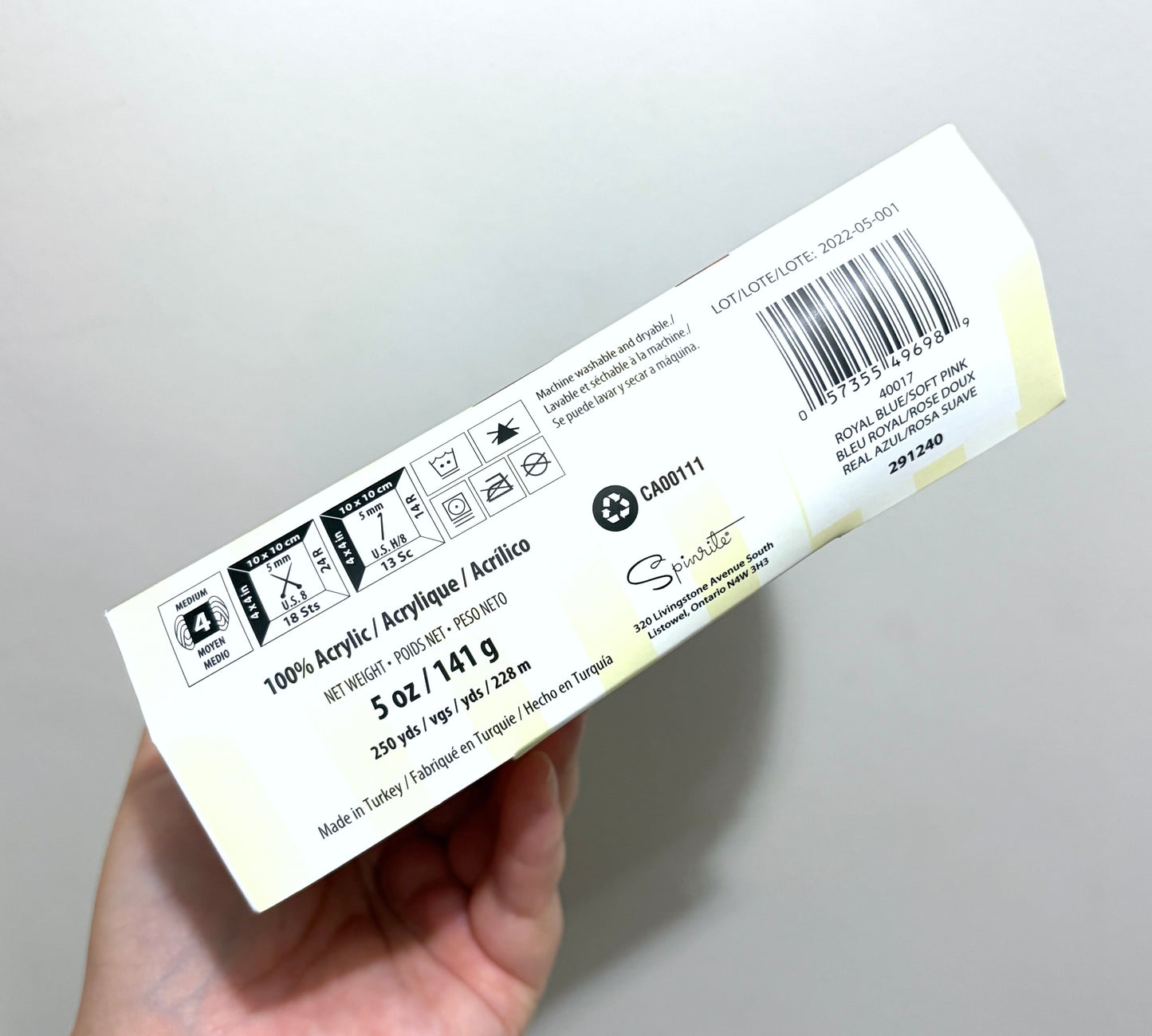 141g CARON Simply Soft O’GO : Royal Blue / Soft Pink 100% Acrylic