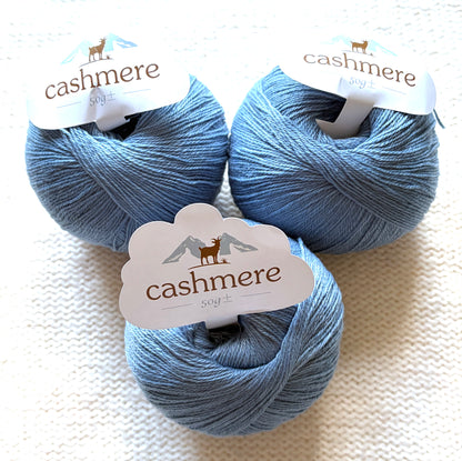 3 balls x 50g Cashmere yarn : 100% Cashmere : 10 Slate Blue