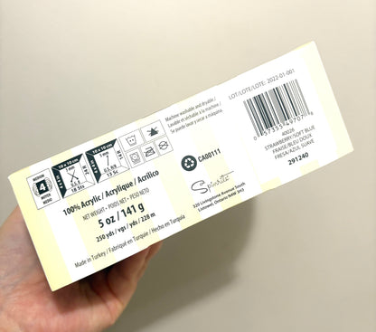 141g CARON Simply Soft O’GO : Strawberry / Soft Blue 100% Acrylic