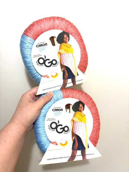 141g CARON Simply Soft O’GO : Strawberry / Soft Blue 100% Acrylic