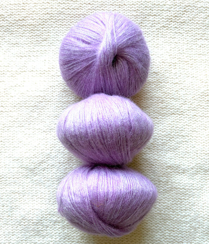 3 balls x 25g Glitter Mohair yarn : Mohair + Wool + Rayon : 24 Wisteria