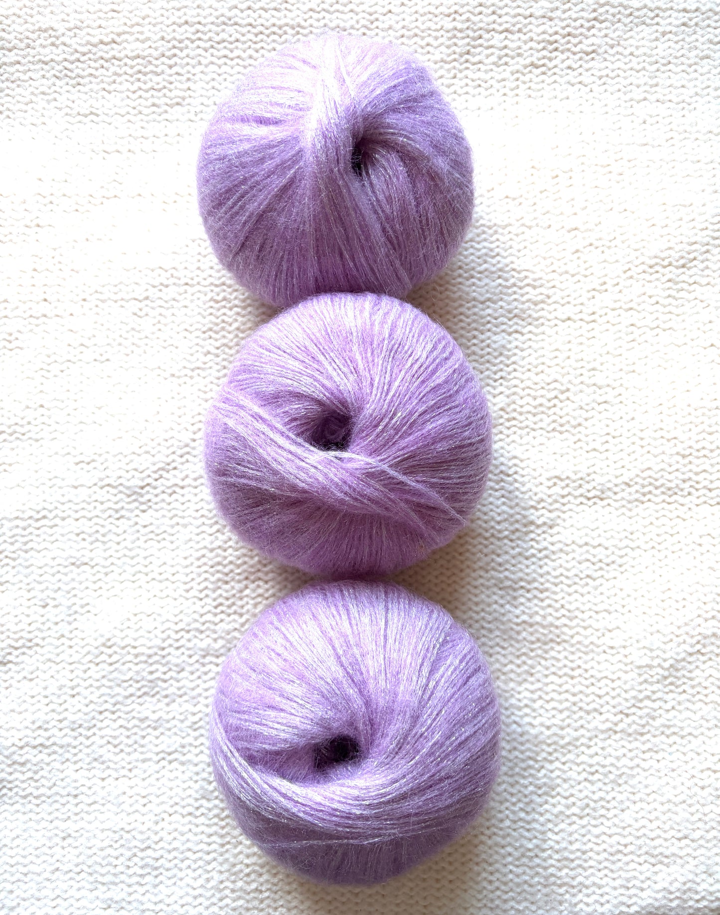 3 balls x 25g Glitter Mohair yarn : Mohair + Wool + Rayon : 24 Wisteria