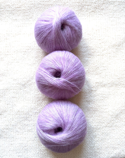 3 balls x 25g Glitter Mohair yarn : Mohair + Wool + Rayon : 24 Wisteria