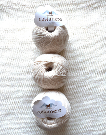 3 balls x 50g Cashmere yarn : 100% Cashmere : 05 Cream