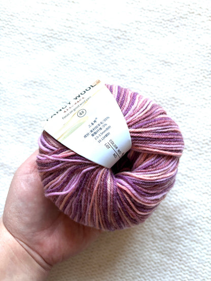 3 balls x 50g Fancy Wool Blend  yarn : 95% Wool : Colour 15 Berry Twist