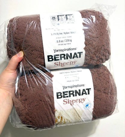 4 balls x 250g Bernat Sheepy Super Chunky Yarn : BROWN BEAR