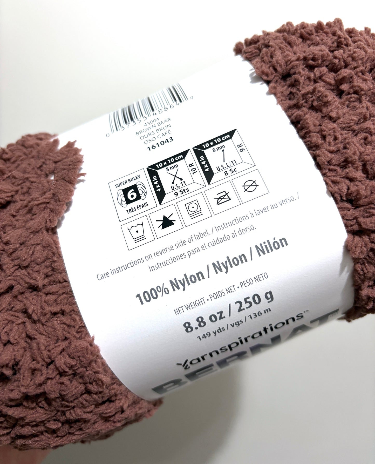 4 balls x 250g Bernat Sheepy Super Chunky Yarn : BROWN BEAR