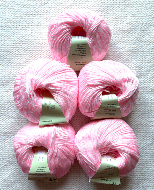 5 balls x 50g Cashmere Silk yarn : Cashmere + Silk + Bamboo fiber : 06 Pastel Pink