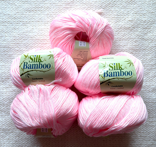 5 balls x 50g Cashmere Silk yarn : Cashmere + Silk + Bamboo fiber : 06 Pastel Pink