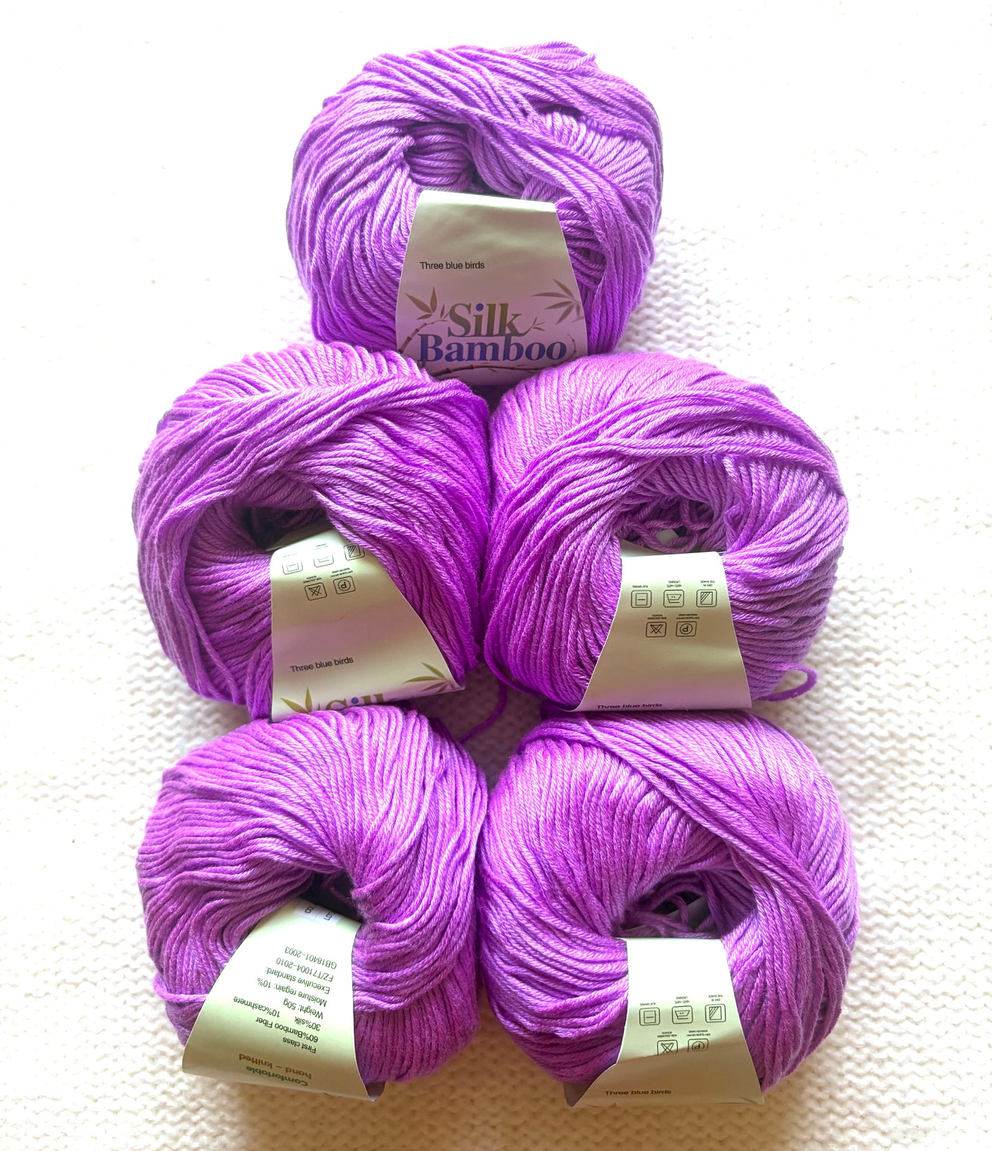5 balls x 50g Cashmere Silk yarn : Cashmere + Silk + Bamboo fiber : 21 Lilac