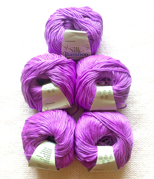 5 balls x 50g Cashmere Silk yarn : Cashmere + Silk + Bamboo fiber : 21 Lilac