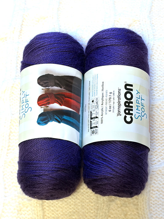 2 Balls x 170g CARON Simply Soft Yarn Purple 100% Acrylic