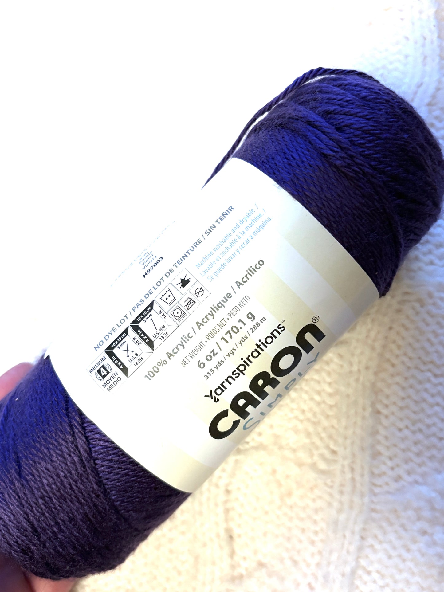 2 Balls x 170g CARON Simply Soft Yarn Purple 100% Acrylic