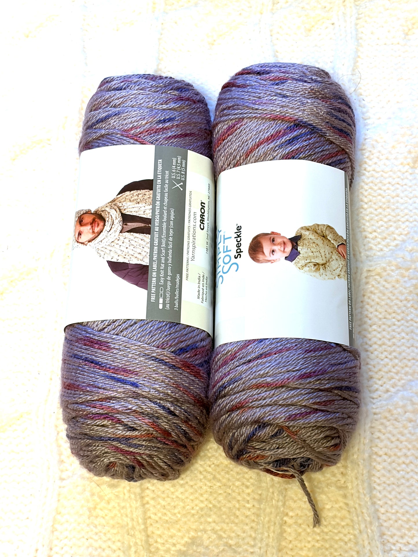 2 Balls x 141g CARON Simply Soft Yarn Speckle : Snapdragon