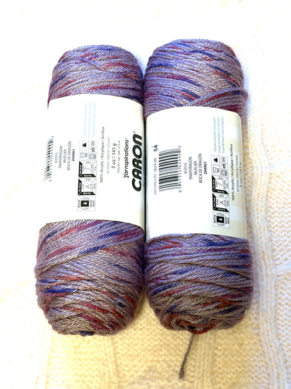 2 Balls x 141g CARON Simply Soft Yarn Speckle : Snapdragon