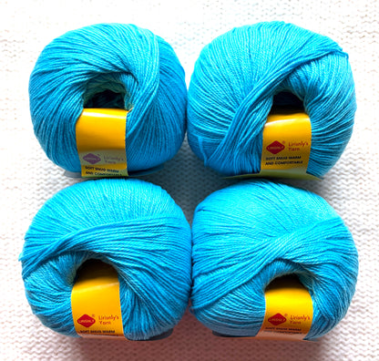4 balls x 50g Cashmere yarn : 95% Cashmere + 5% Acrylic : 18 Celeste Blue