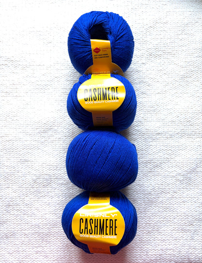 4 balls x 50g Cashmere yarn : 95% Cashmere + 5% Acrylic : 19 Azure blue