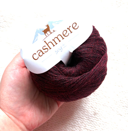 3 balls x 50g Cashmere yarn : 100% Cashmere : 17 Rosewood Red