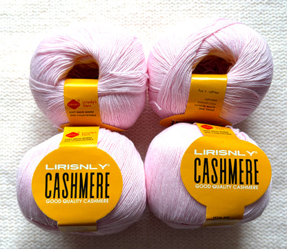 4 balls x 50g Cashmere yarn : 95% Cashmere + 5% Acrylic : 27 Soft Pink
