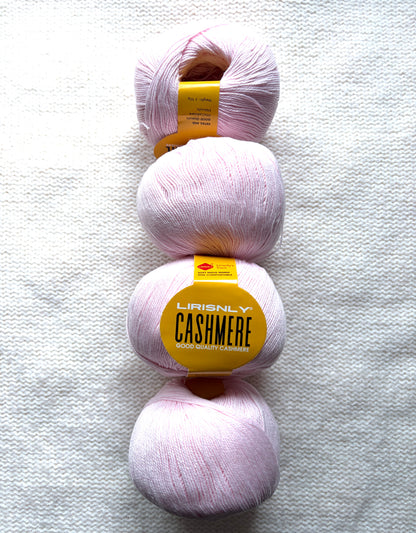 4 balls x 50g Cashmere yarn : 95% Cashmere + 5% Acrylic : 27 Soft Pink