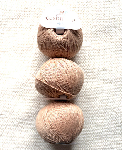 3 balls x 50g Cashmere yarn : 100% Cashmere : 08 Brown Sugar