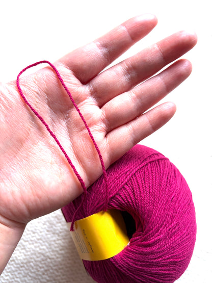 4 balls x 50g Cashmere yarn : 95% Cashmere + 5% Acrylic : 16 Raspberry