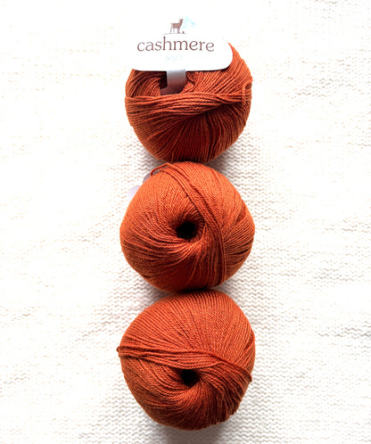 3 balls x 50g Cashmere yarn : 100% Cashmere : 18 Burnt Orange