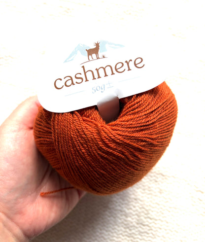 3 balls x 50g Cashmere yarn : 100% Cashmere : 18 Burnt Orange