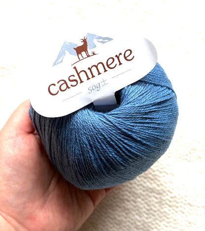 3 balls x 50g Cashmere yarn : 100% Cashmere : 22 Denim Blue