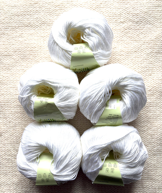 5 balls x 50g Cashmere Silk yarn : Cashmere + Silk + Bamboo fiber : 01 White