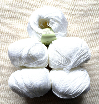 5 balls x 50g Cashmere Silk yarn : Cashmere + Silk + Bamboo fiber : 01 White