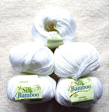 5 balls x 50g Cashmere Silk yarn : Cashmere + Silk + Bamboo fiber : 01 White