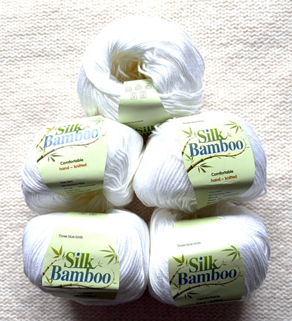 5 balls x 50g Cashmere Silk yarn : Cashmere + Silk + Bamboo fiber : 01 White