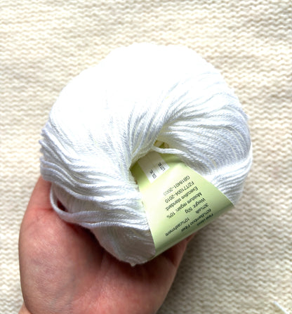 5 balls x 50g Cashmere Silk yarn : Cashmere + Silk + Bamboo fiber : 01 White