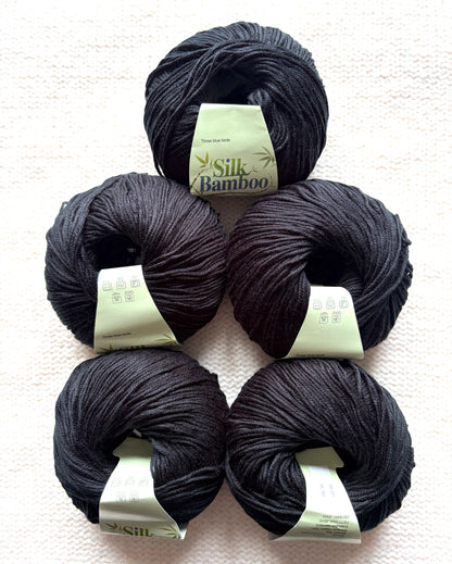5 balls x 50g Cashmere Silk yarn : Cashmere + Silk + Bamboo fiber : 29 Charcoal