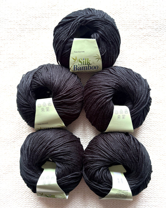 5 balls x 50g Cashmere Silk yarn : Cashmere + Silk + Bamboo fiber : 29 Charcoal