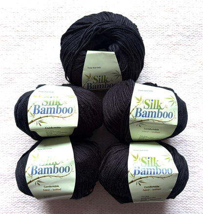 5 balls x 50g Cashmere Silk yarn : Cashmere + Silk + Bamboo fiber : 29 Charcoal