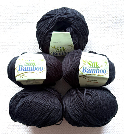 5 balls x 50g Cashmere Silk yarn : Cashmere + Silk + Bamboo fiber : 29 Charcoal
